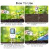 3-in-1 Soil moisture meter digital plant temperature/soil moisture/pH meter/sunlight intensity backlit LCD display soil tester suitable for horticultu