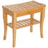 20 Bamboo Shower Bench 2-Tier Wooden Spa Stool Seat Organizer