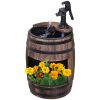 2-Tier Wooden Water Pump Fountain with Flower Box Base Durable Design for Garden Decor