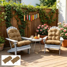 2-Pack Khaki Tufted High Back Chair Cushions Set Non-Slip Patio Furniture Pad for Outdoor Living SpaceOnly seat cushion