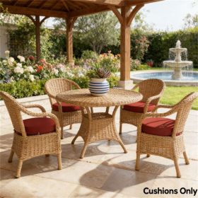 A set of 4 terrace chair cushions, circular cushion, dining chair cushion, wine red(cushion only)