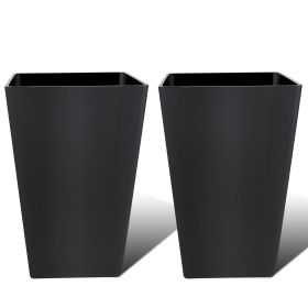 Tall Planters for Outdoor Plants Set of 2 - 18.3 Inch Black Plastic Planter Pots with Drainage Mesh Pads & Removable Shelf - Front Porch, Patio