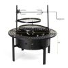33 inch Outdoor Fire Pit with 2 Cooking Grills, Wood Burning Firepit with Removable Swivel Grill, for Backyard Deck Bonfire Patio Picnic, Black