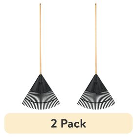 (2 pack)24-inch Wood and Poly Leaf Rake