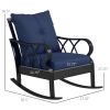 Wicker Rocking Chairs: Outdoor Rattan Porch Rockers with Cushions & Aluminum Frame, Blue