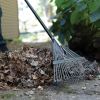 Garden Rake, Metal Tine Leaf Rake with Fiberglass Handle, 62", Black