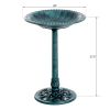 28" Resin Fleur De Lis Bird Bath, Time-Worn Finish - Garden Ornamental Decor