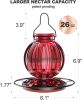 Glass Hummingbird Feeder for Outdoors Hanging, 26Oz Bird Nectar Feeder with Perch & 5 Flower Feeding Ports
