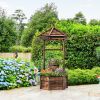 1PC Rustic Wooden Wishing Well with Adjustable Hanging Bucket