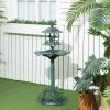 Bird Bath Bowl, 3-in-1 Pedestal Birdbath with Bird Feeder and Flower Planter, Large Water Basin, Outdoor, Green