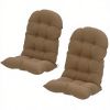 2-Pack Khaki Tufted High Back Chair Cushions Set Non-Slip Patio Furniture Pad for Outdoor Living SpaceOnly seat cushion