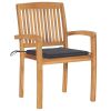 Stacking Patio Chairs with Cushions 4 pcs Solid Teak Wood