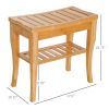 20 Bamboo Shower Bench 2-Tier Wooden Spa Stool Seat Organizer