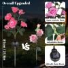 Solar Rose Lights Outdoor, 2 Pack with 14 Rose Flowers Waterproof Color Changing LED Flower Lights, Solar Powered Garden Stakes for Yard, Patio