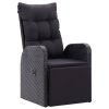 Reclining Patio Chairs with Cushions 2 pcs Black Poly Rattan