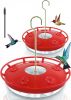 2 Pack 16 oz Plastic Disc Hummingbird Feeders for Outdoors Hanging, Leak-Resistant Nectar Feeder with 5 Ports, Wide Mouth Easy Clean & Refill
