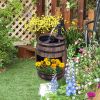2-Tier Wooden Water Pump Fountain with Flower Box Base Durable Design for Garden Decor
