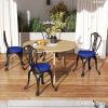 Patio Chair Cushions Set of 4 Round Seat Cushions for Dining Bistro Chairs Machine Washable, 15" x 15" x 3", Navy Blue