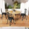 Patio Chair Cushions Set of 4 Round Seat Cushions for Dining Bistro Chairs Machine Washable, 15" x 15" x 3", Black