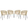 Patio Chairs Set of 4 with Curved Backrest and Seat Cushion for Patio