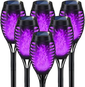 IkeeRuic Decorations Outdoor, Purple Solar Lights with Flickering Flame, Solar Torch Lights for Yard Decorations