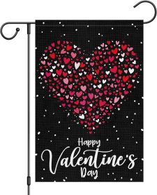 Happy Valentine's Day Garden Flag 12 x 18 Inch Double Sided Burlap