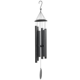 45" Wind Chimes Outdoor Deep Tone Wind Chime with 6 Aluminum Tubes and Hook for Patio, Yard, Garden Decor, Dark Grey