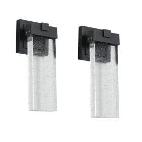 Outdoor Waterproof Transparent LED Crystal Wall Light Supports Many Types Of Bulb-2 Packs With Light Sensitivity (Option: Black)