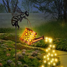 Solar Garden Lights Outdoor Decoration,Flower-shaped Lights Metal Solar Watering Can Lights Outdoor Waterproof, Small Patio Light Yard Lawn Pathway (Option: 1PCS)