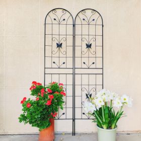 2 Pack Metal Garden Trellis 86.7" x 19.7" Rustproof Trellis for Climbing Plants Outdoor Flower Support (Color: BLACK)
