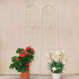2 Pack Metal Garden Trellis 86.7" x 19.7" Rustproof Trellis for Climbing Plants Outdoor Flower Support (Color: CREAM WHITE)